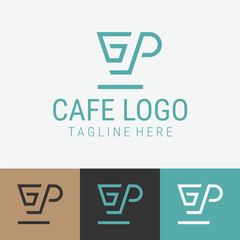 Vector Graphic Design, Letter GP Logo, Coffee Shop Logo Design