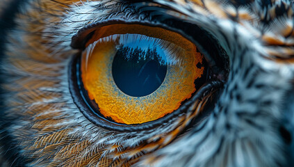 close up of an eye of an owl