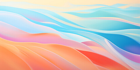 Abstract background, flowing waves and bright pastel colors.