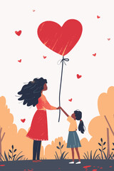 vector illustration mother with her kid flowers background
