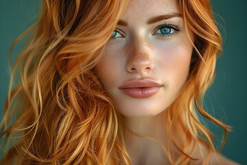 Naklejka premium Elegant Simplicity: Radiant Feminine Beauty. Concept Minimalist Portraits, Classic Elegance, Soft Lighting, Natural Grace