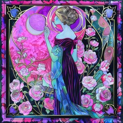 Art nouveau, embracing colorful brightness with vibrant pastel power and gradient splendor, a fusion of elegance and dynamism in artistic expression.