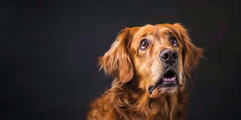 Close-up portrait of a golden retriever with an expressive look