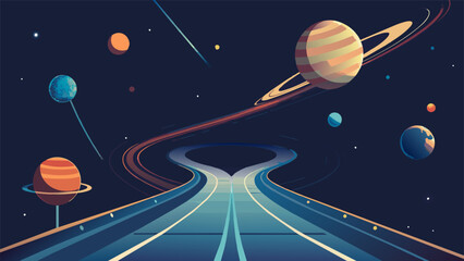 Fototapeta premium Navigating the intricate web of gravitational forces the Galactic Highway connects planetary systems with its dazzling network of hyperlanes