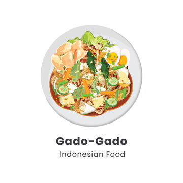 Hand drawn vector illustration of Gado-gado or indonesian traditional salad 