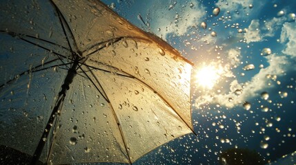 Umbrella in the rain. Weather forecast. AI generative. - obrazy, fototapety, plakaty
