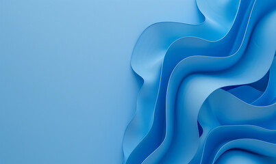 Abstract Blue Layers, Fluid Wavy Design, Modern Artistic Background with Copy Space