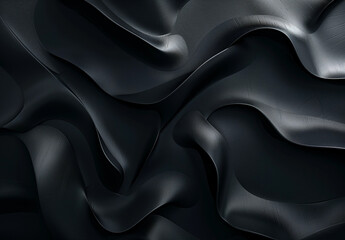 Luxurious Black Satin, Elegant Smooth Waves, Sophisticated Background with Copy Space