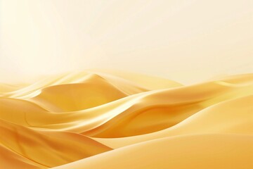 Obraz premium Warm Golden Fabric Waves, Soft Yellow Silk Background with Copy Space