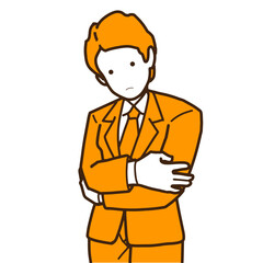 疑問に首をかしげるビジネスマンのイラスト