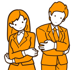 首をかしげるビジネスマンたちのイラスト