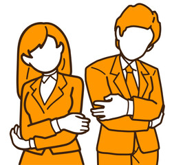 首をかしげるビジネスマンたちのイラスト