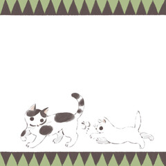 和風な猫のフレーム