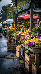 Fototapeta na wymiar The Local Harvest: A Bustling Morning at a New Jersey Farmers Market