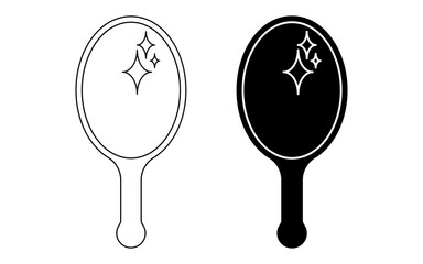 oval mirror icon set isolated on white background