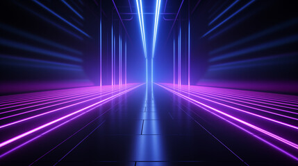 Futuristic Neon Tunnel with Blue and Pink Lights
