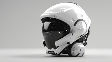 Naklejka premium Blank mockup of a futuristic hightech space helmet .