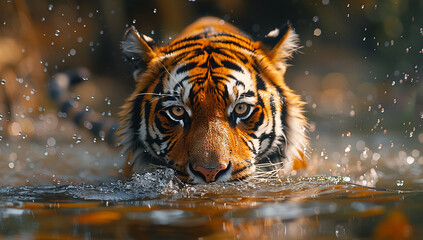 Fototapeta na wymiar tiger in water