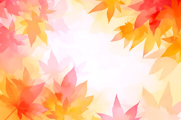 Obraz na płótnie Canvas 美しい秋の紅葉の水彩風フレーム背景
