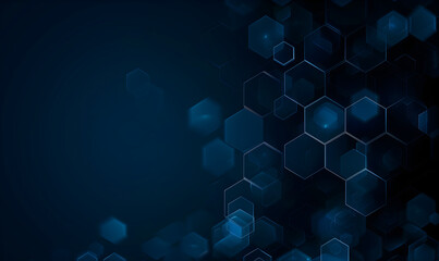 Abstract blue hexagon background vector technology science