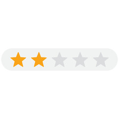 Fototapeta premium 2 stars rating icon, simple graphic classify quality review flat design interface illustration elements for app ui ux web banner button vector isolated on white background