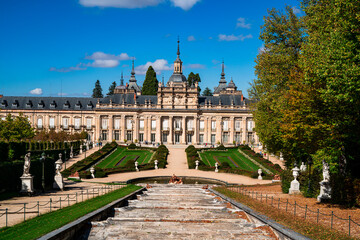 View of the main façade of the Royal Site of San Ildefonso, a Versailles palace. Photography taken...
