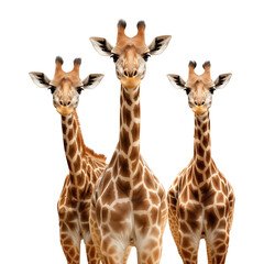 Obraz premium Three giraffes isolated on transparent background