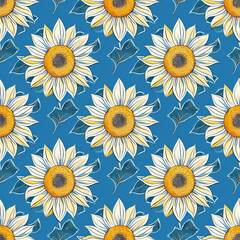 Solar Flora: Botanical Patterns Infused with Solar Energy Concepts seamless pattern