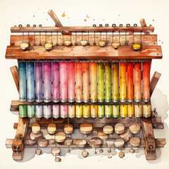Naklejka premium Watercolor Xylophone, clipart Illustration, Generative Ai