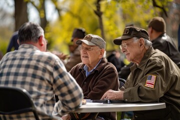 veterans sharing memories and stories at a Memorial day