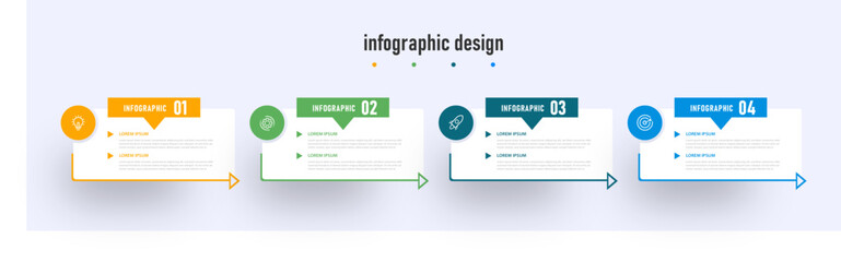 Infographic design modern template. timeline with 4 steps, options. can be used for workflow diagram, info chart, web design. vector illustration.