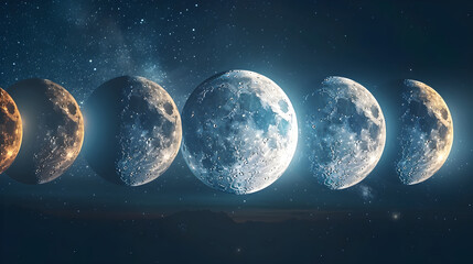 Detailed Lunar Cycle Calendar with Emphasized New Moon Phases - obrazy, fototapety, plakaty