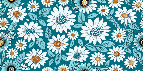 Vector flowers seamless background. Pettern delicate flowers. Modern background with flowers. Blue flowers on a white background.