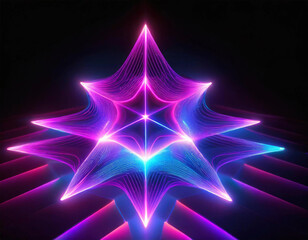 3d glow, bright star neon color fluid, purple pink blue on a black background. - 783446704