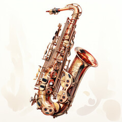 Fototapeta premium Watercolor Saxophone, clipart Illustration, Generative Ai