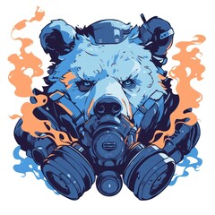 Art illustration blue bear mask