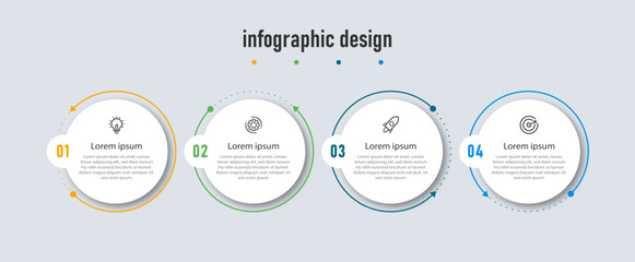 Business infographics design template. timeline with 4 steps, options. can be used for workflow diagram, info chart, web design. vector illustration.