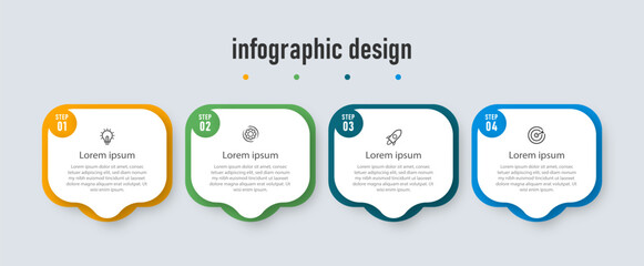 Infographics design template. timeline with 4 steps, options. can be used for workflow diagram, info chart, web design. vector illustration.