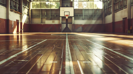 Empty basketball court floor