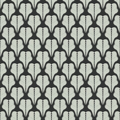 Black and White Shark Tooth Seamless Vector Repeat Pattern 