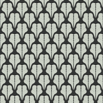 Black and White Shark Tooth Seamless Vector Repeat Pattern 