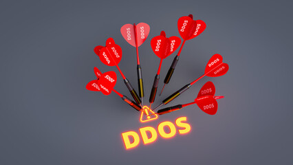 Concept of receiving ddos attack through internet. 3d rendering