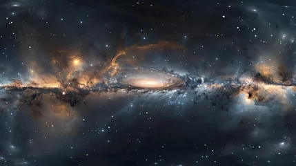 Foto op Aluminium 360 degree equirectangular projection of space with nebula and stars hdri environment map © Bijac