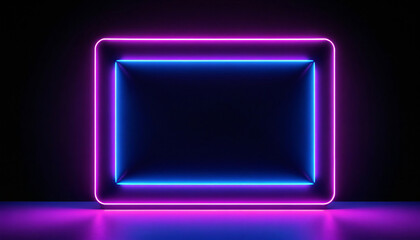 Abstract Purple Pink Glowing 3d Empty Banner Background