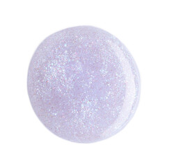 Sample of nail polish with glitter isolated on white, top view