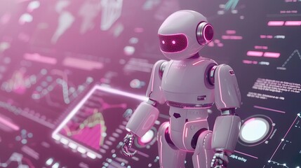 automated data management with ai robot for business analysis 3d illustration