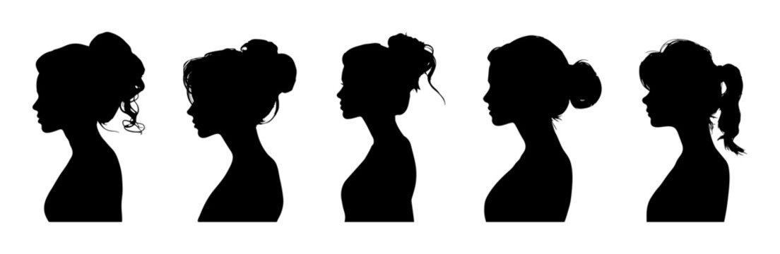 woman face side view silhouette collection