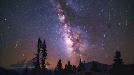 Obraz premium Cosmic Symphony: A Mesmerizing Ballet of Stars, Nebulas, and Galaxies in the Night Sky