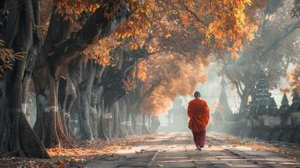 Monks walk for alms