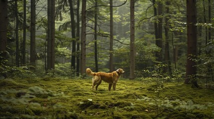 Golden retriever in the nature